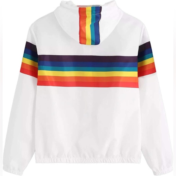 white windbreaker with rainbow details - Picture 2 of 4